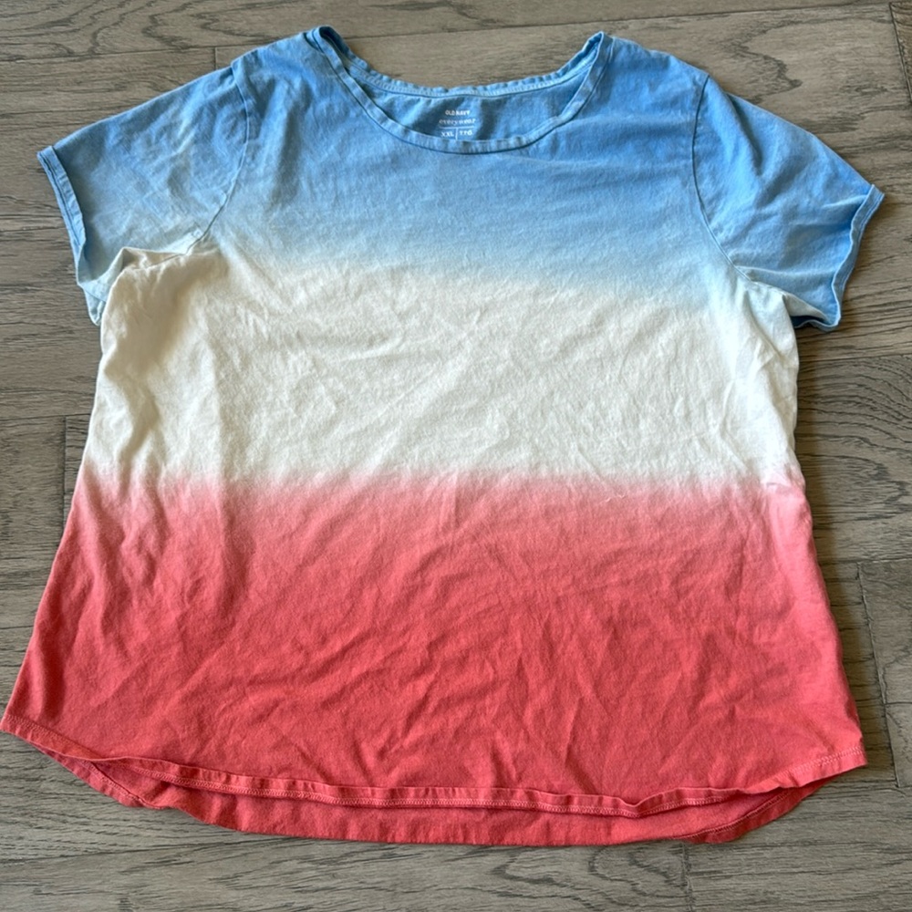 Old navy red, white, and blue shirt sleeve shirt